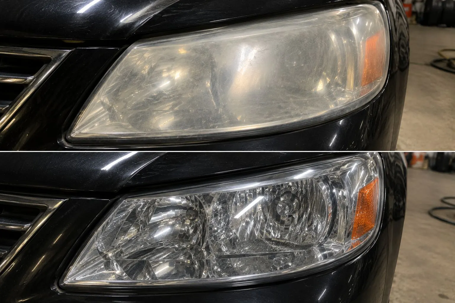 Headlight restoration before and after San Diego CA