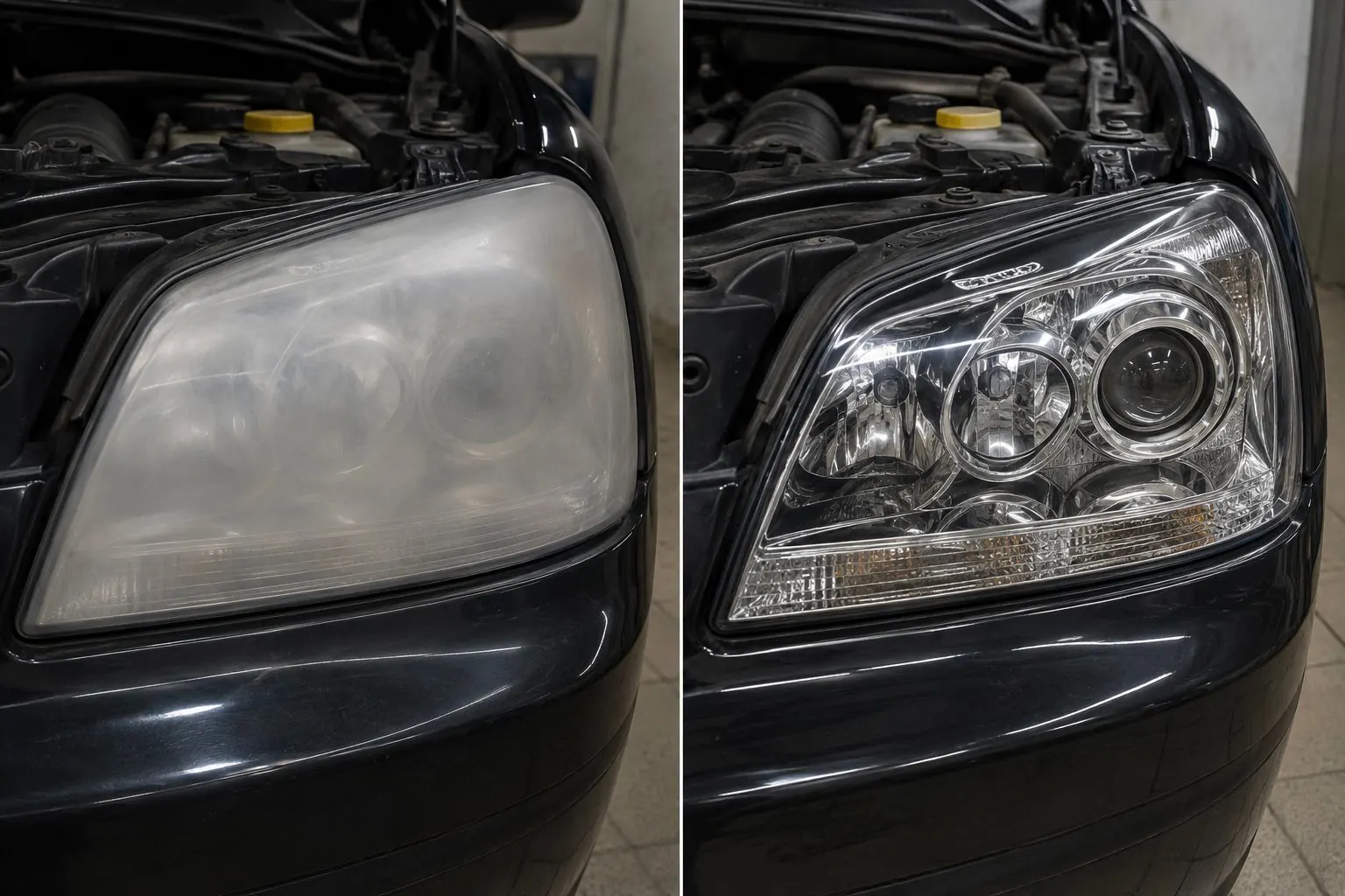Headlight restoration before and after San Diego CA
